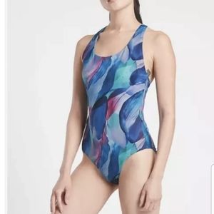 Athleta Malibu Printed One Piece Swimsuit, XL, Make A Splash Cool, NWT
